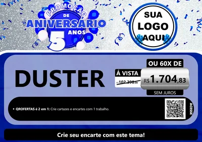 Modelo de Cartaz para Cartaz A4 Horizontal com o tema Promoção de Aniversário - 5 Anos para Concessionaria de Carros