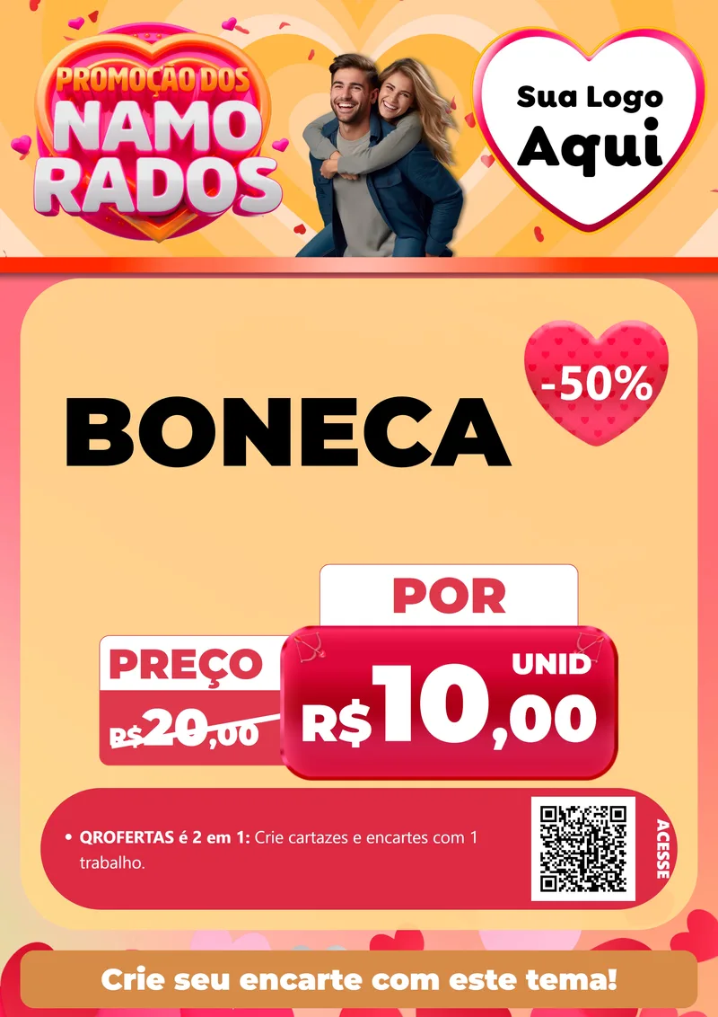 Modelo de Cartaz para Cartaz A4 Vertical com o tema Promoção dos Namorados para Brinquedos