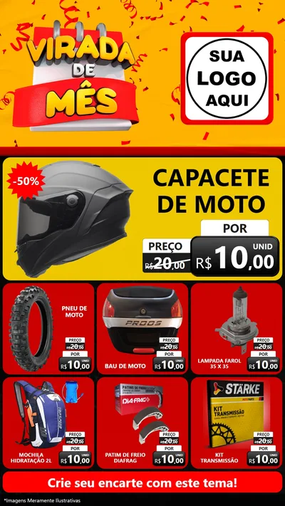 Modelo de Rede Social para Stories com o tema Virada de Mês para Moto peças