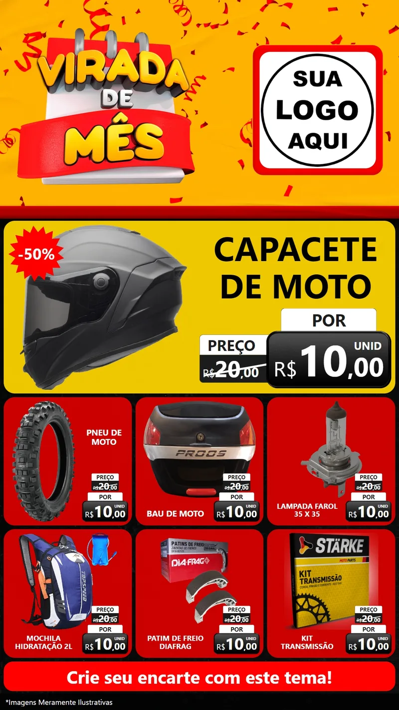 Modelo de Rede Social para Stories com o tema Virada de Mês para Moto peças