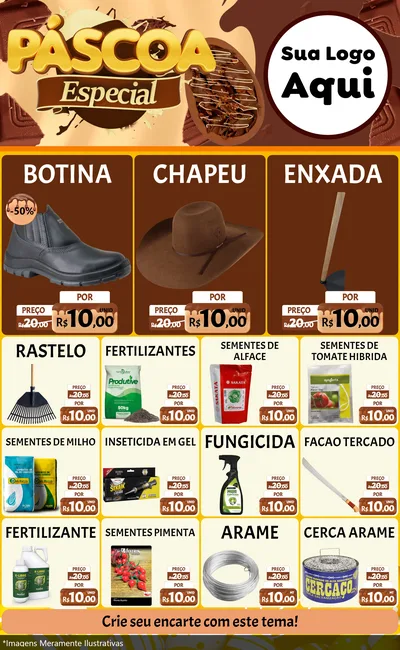 Modelo de Encarte para Encarte Grande com o tema Páscoa Especial para Agropecuária