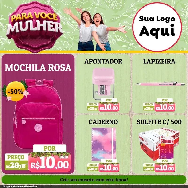 Modelo de Rede Social para Feed Facebook com o tema Para Você Mulher para Papelaria