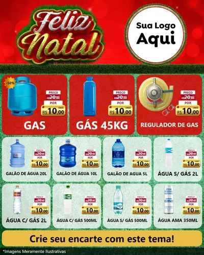 Modelo de Rede Social para Feed Instagram com o tema Feliz Natal para Água e gás