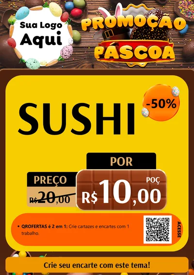 Modelo de Cartaz para Cartaz A4 Vertical com o tema Promoção Páscoa para Comida japonesa