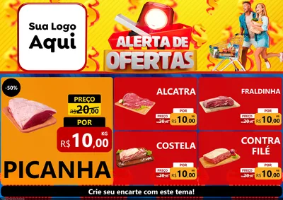 Modelo de Encarte para Encarte A4 Horizontal com o tema Alerta de Ofertas para Açougue