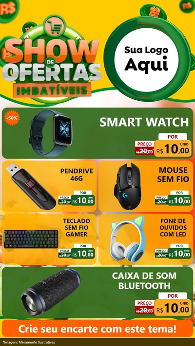 Modelo de TV para TV Vertical com o tema Show de Ofertas Imbatíveis para Informática