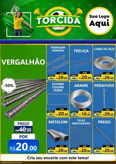 Modelo de Encarte para Encarte A4 Vertical com o tema Torcida para Ferragens