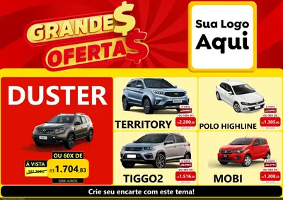 Modelo de Encarte para Encarte A4 Horizontal com o tema Grandes Ofertas para Concessionaria de Carros