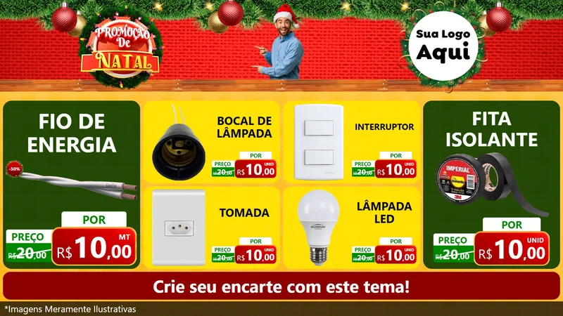 Modelo de TV para TV Horizontal com o tema Promoção de Natal para Materiais Elétricos