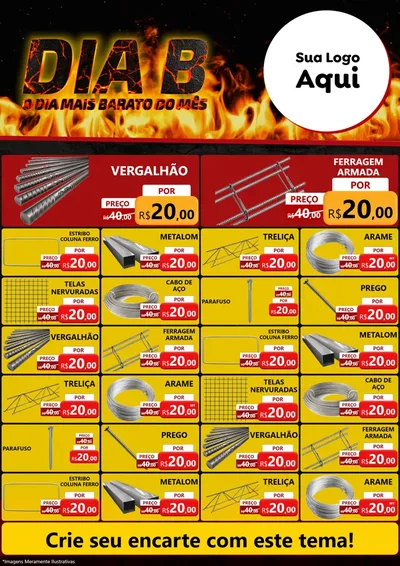 Modelo de Encarte para Encarte A4 Vertical com o tema Dia B para Ferragens