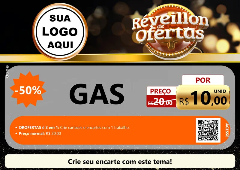 Modelo de Cartaz para Cartaz A4 Horizontal com o tema Réveillon de Ofertas para Água e gás