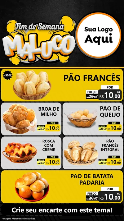 Modelo de TV para TV Vertical com o tema Fim de Semana Maluco para Padaria