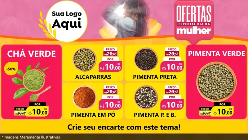 Modelo de TV para TV Horizontal com o tema Ofertas - Especial Dia Das Mulheres para Produtos Naturais
