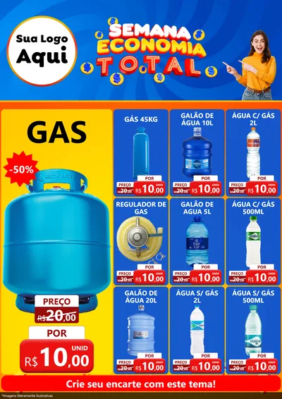 Modelo de Encarte para Encarte A4 Vertical com o tema Semana Economia Total para Água e gás