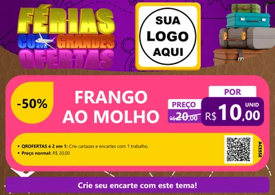 Modelo de Cartaz para Cartaz A4 Horizontal com o tema Férias com Grandes Ofertas para Restaurante