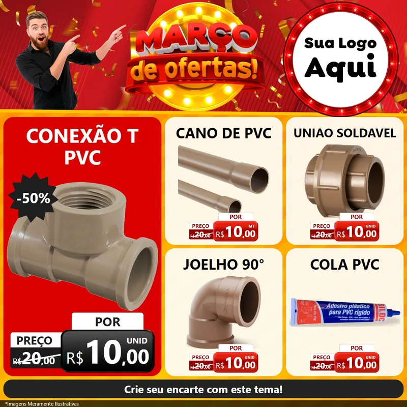 Modelo de Rede Social para Feed Facebook com o tema Março de Ofertas! para Tubos e conexões