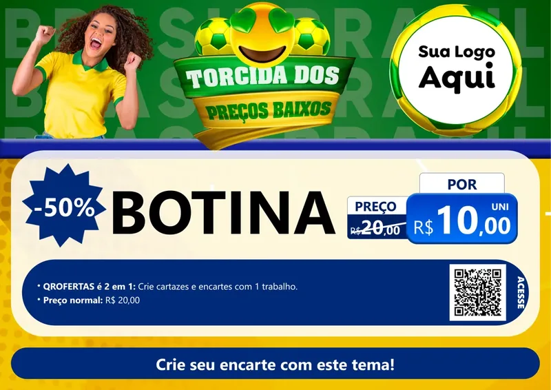 Modelo de Cartaz para Cartaz A4 Horizontal com o tema Torcida dos Preços Baixos - Copa para Agropecuária