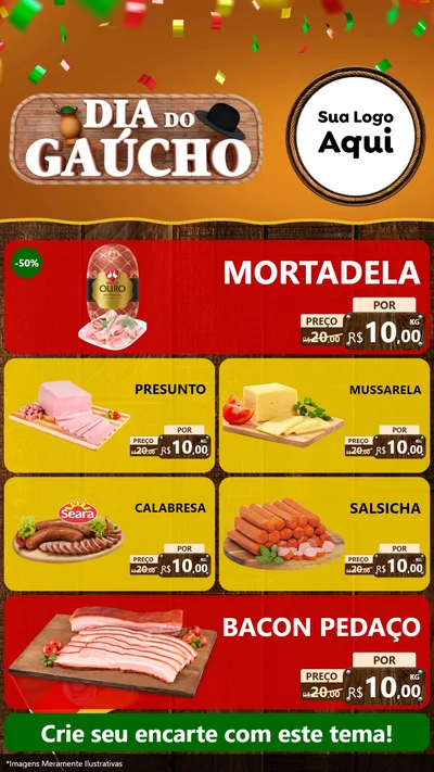 Modelo de TV para TV Vertical com o tema Dia do Gaúcho para Frios e Laticínios