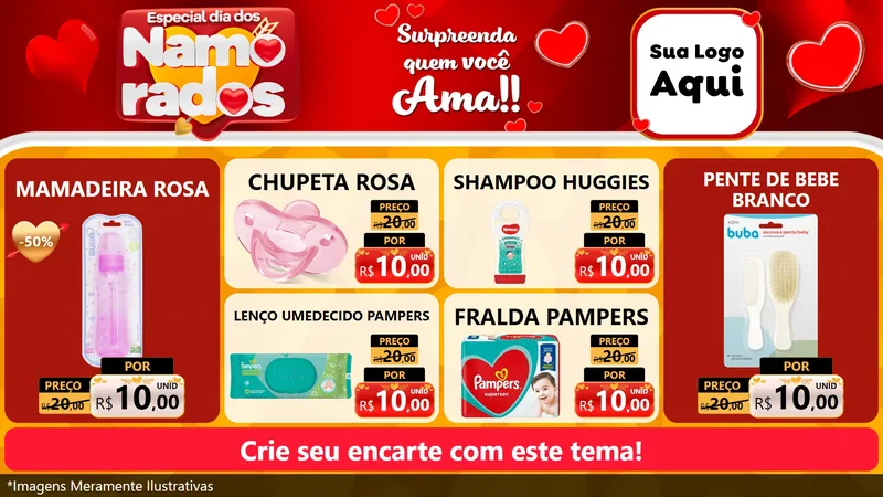 Modelo de TV para TV Horizontal com o tema Especial Dia dos Namorados para Bebês