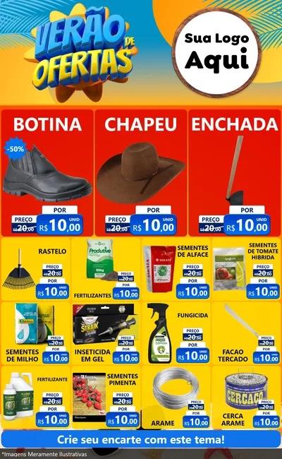 Modelo de Encarte para Encarte Grande com o tema Verão de Ofertas para Agropecuária