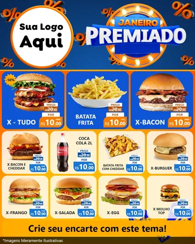 Modelo de Rede Social para Feed Instagram com o tema Janeiro Premiado para Hamburgueria