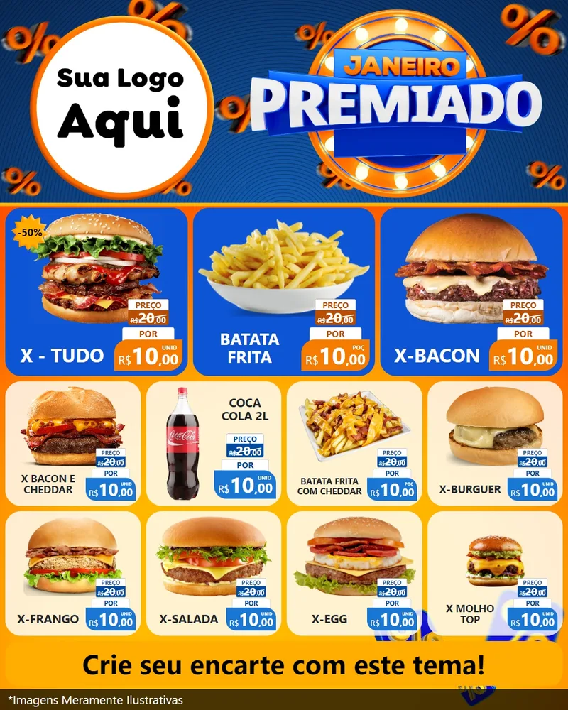 Modelo de Rede Social para Feed Instagram com o tema Janeiro Premiado para Hamburgueria