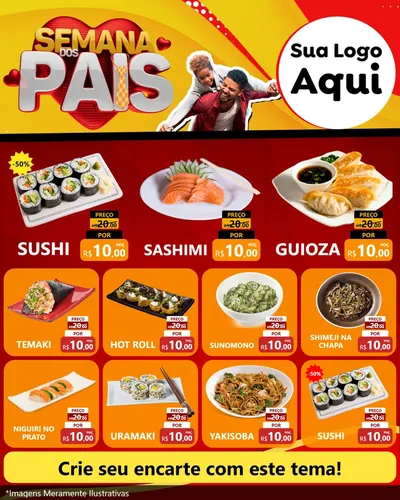 Modelo de Rede Social para Feed Instagram com o tema Semana Dos Pais para Comida japonesa