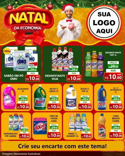 Modelo de Rede Social para Feed Instagram com o tema Natal da Economia para Produtos de Limpeza