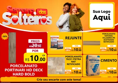 Modelo de Encarte para Encarte A4 Horizontal com o tema Semana dos Solteiros para Pisos e revestimentos