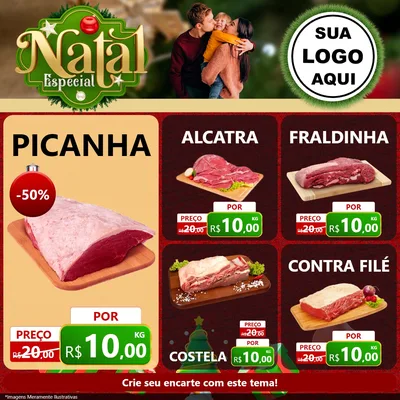 Modelo de Rede Social para Feed Facebook com o tema Natal Especial para Açougue