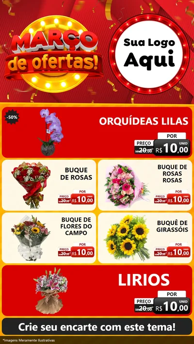 Modelo de TV para TV Vertical com o tema Março de Ofertas! para Floricultura e jardim