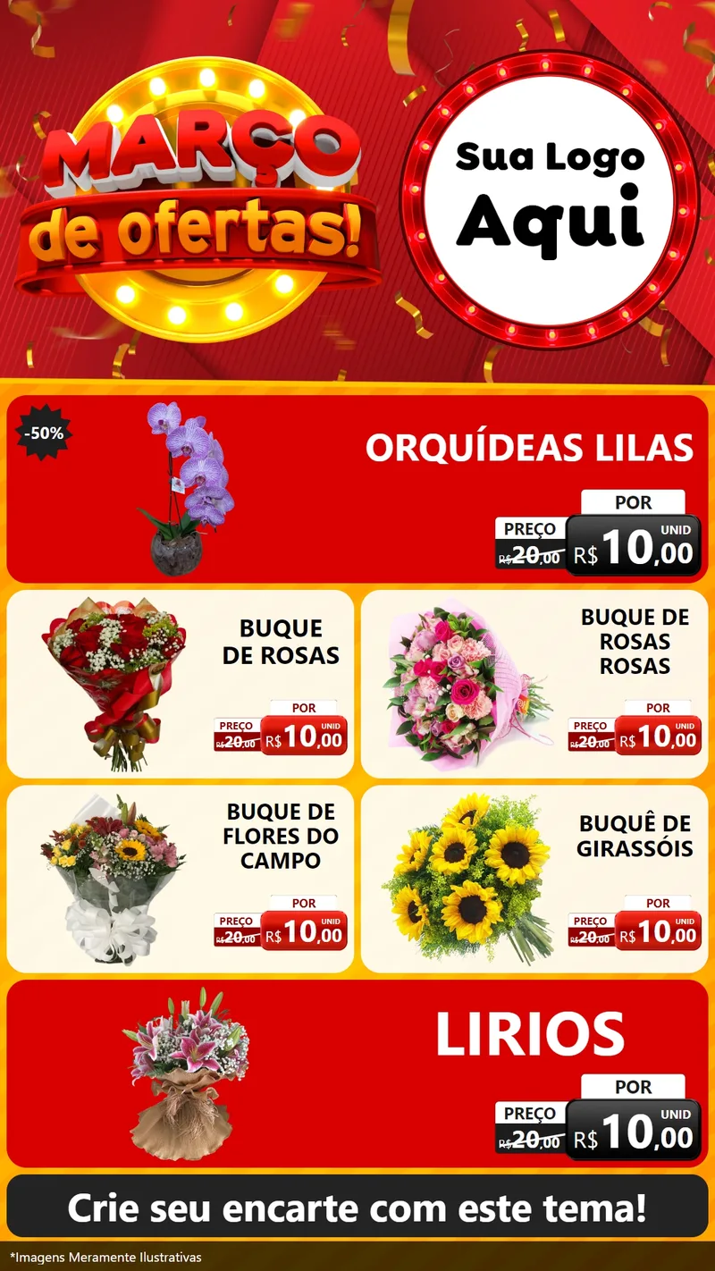Modelo de TV para TV Vertical com o tema Março de Ofertas! para Floricultura e jardim