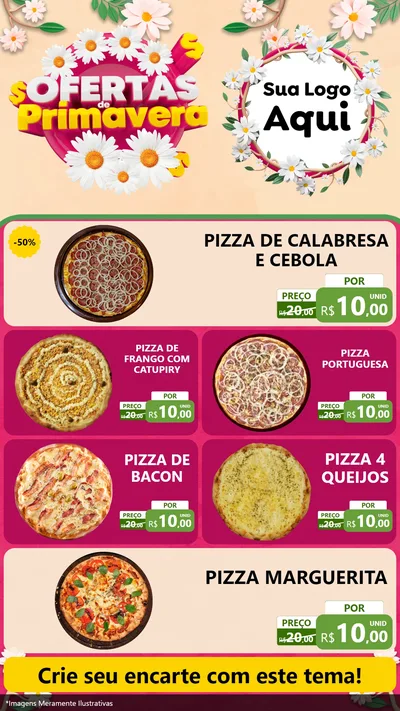 Modelo de TV para TV Vertical com o tema Ofertas de Primavera para Pizzaria