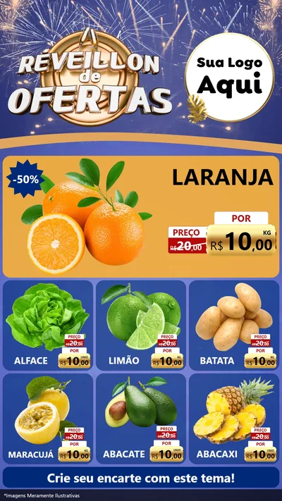 Modelo de Rede Social para Stories com o tema Réveillon de Ofertas para Hortifrúti