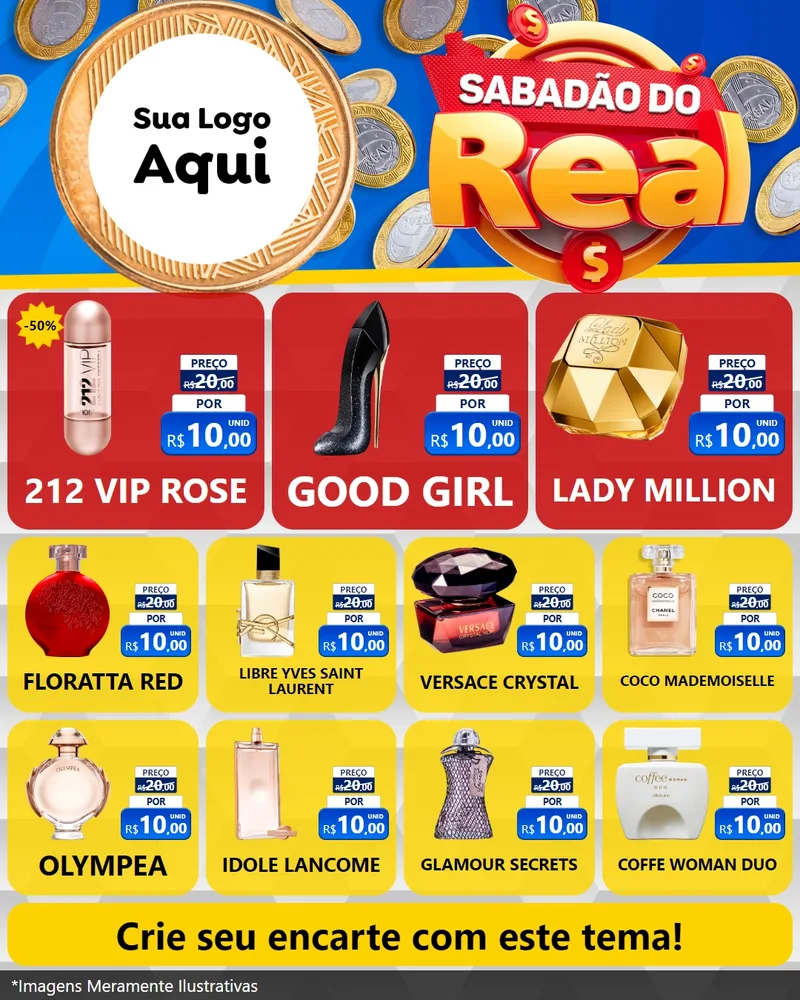 Modelo de Rede Social para Feed Instagram com o tema Sabadão do Real para Perfumes