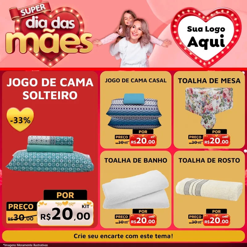Modelo de Rede Social para Feed Facebook com o tema Super Dia Das Mães para Cama, Mesa e Banho