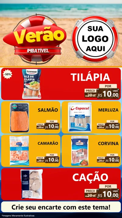Modelo de TV para TV Vertical com o tema Verão Imbatível para Peixaria