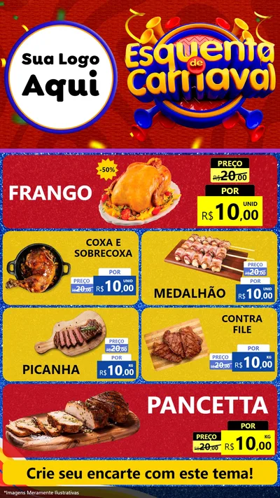 Modelo de TV para TV Vertical com o tema Esquenta de Carnaval para Assados
