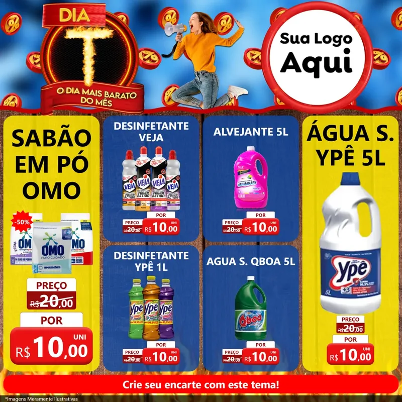 Modelo de Rede Social para Feed Facebook com o tema Dia T - O Dia Mais Barato Do Mês para Produtos de Limpeza