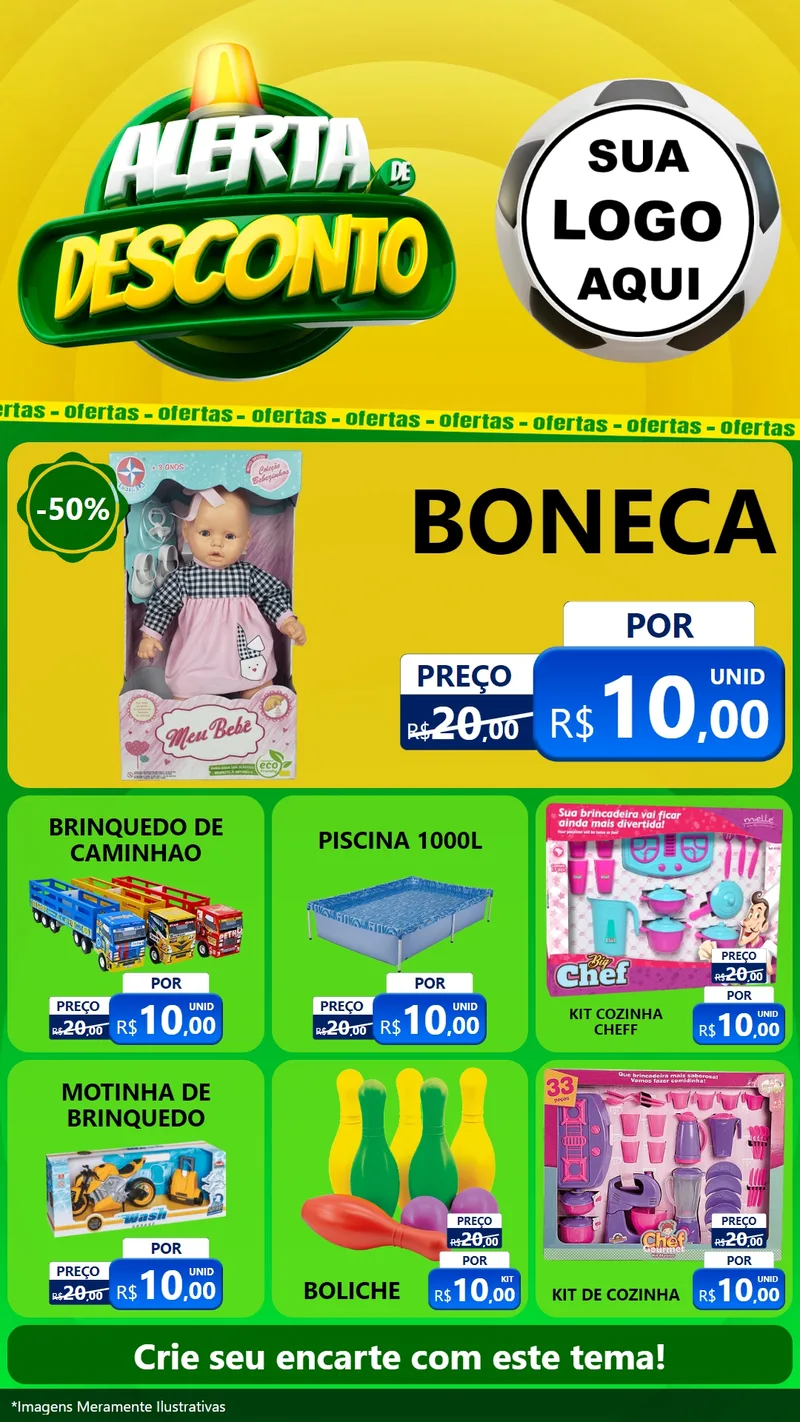 Modelo de Rede Social para Stories com o tema Alerta de Desconto para Brinquedos