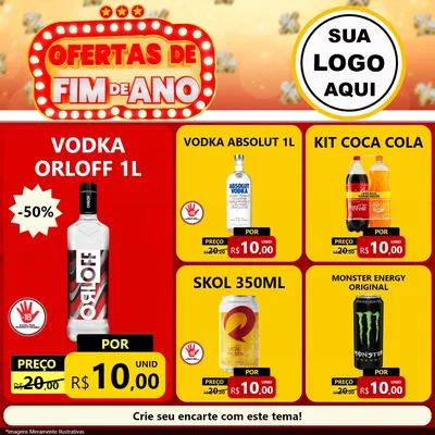 Modelo de Rede Social para Feed Facebook com o tema Ofertas de Fim de Ano para Distribuidora de bebidas