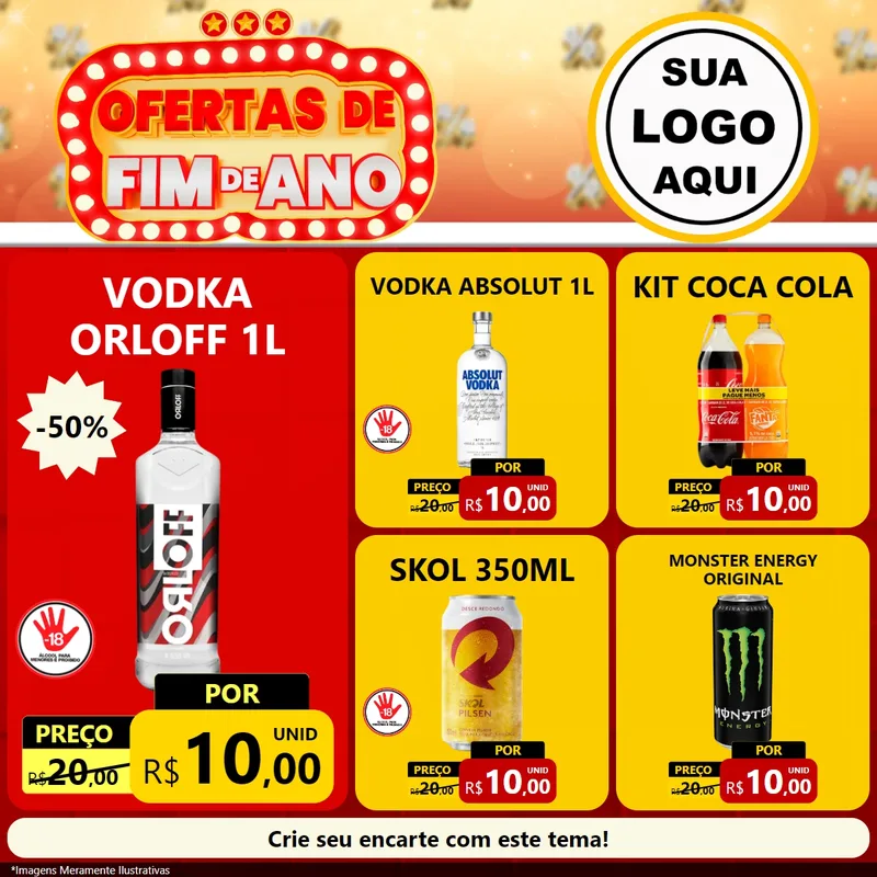 Modelo de Rede Social para Feed Facebook com o tema Ofertas de Fim de Ano para Distribuidora de bebidas