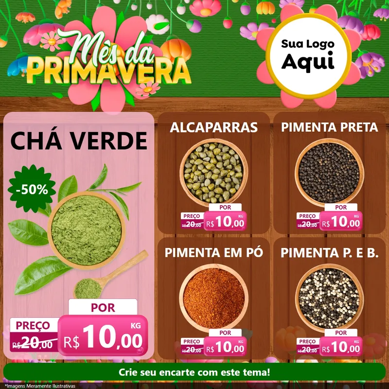 Modelo de Rede Social para Feed Facebook com o tema Mês da Primavera para Produtos Naturais