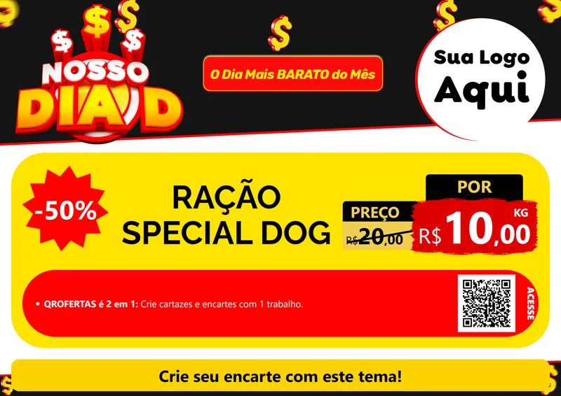 Modelo de Cartaz para Cartaz A4 Horizontal com o tema Nosso Dia D para Pet Shop