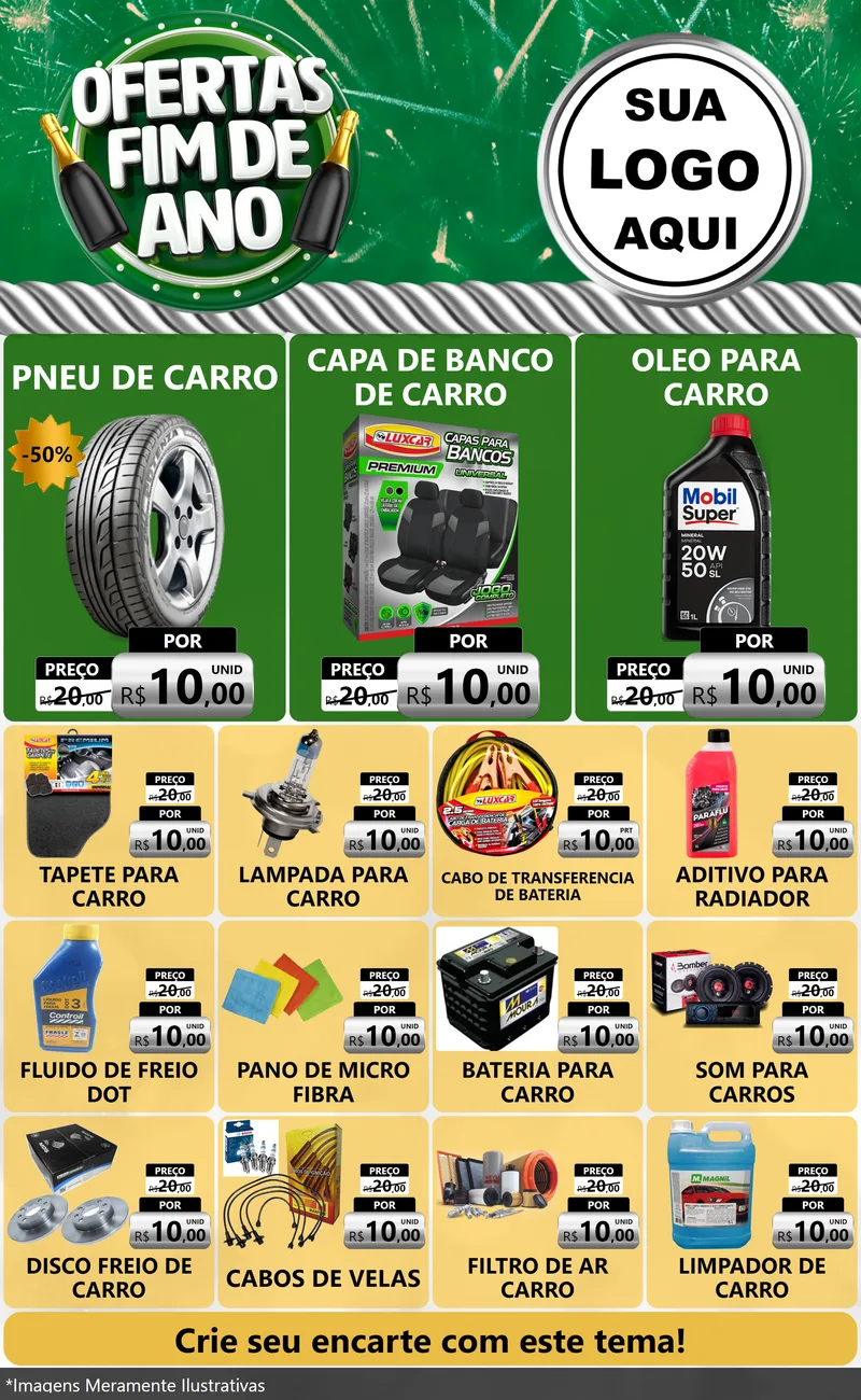 Modelo de Encarte para Encarte Grande com o tema Ofertas Fim de Ano para Auto peças