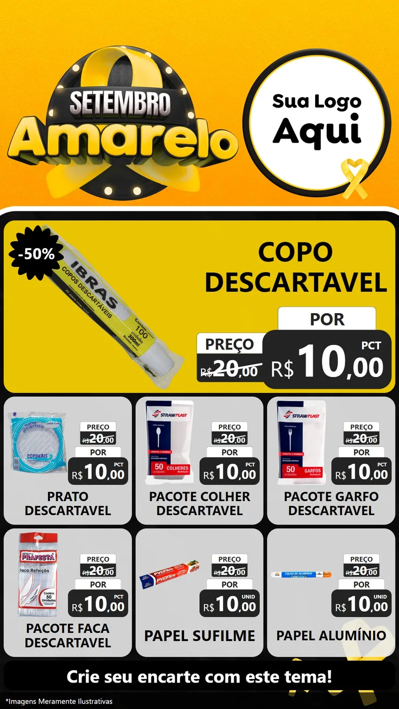 Modelo de Rede Social para Stories com o tema Setembro Amarelo para Embalagens