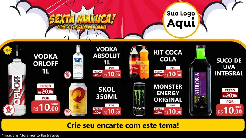 Modelo de TV para TV Horizontal com o tema Sexta Maluca! para Distribuidora de bebidas