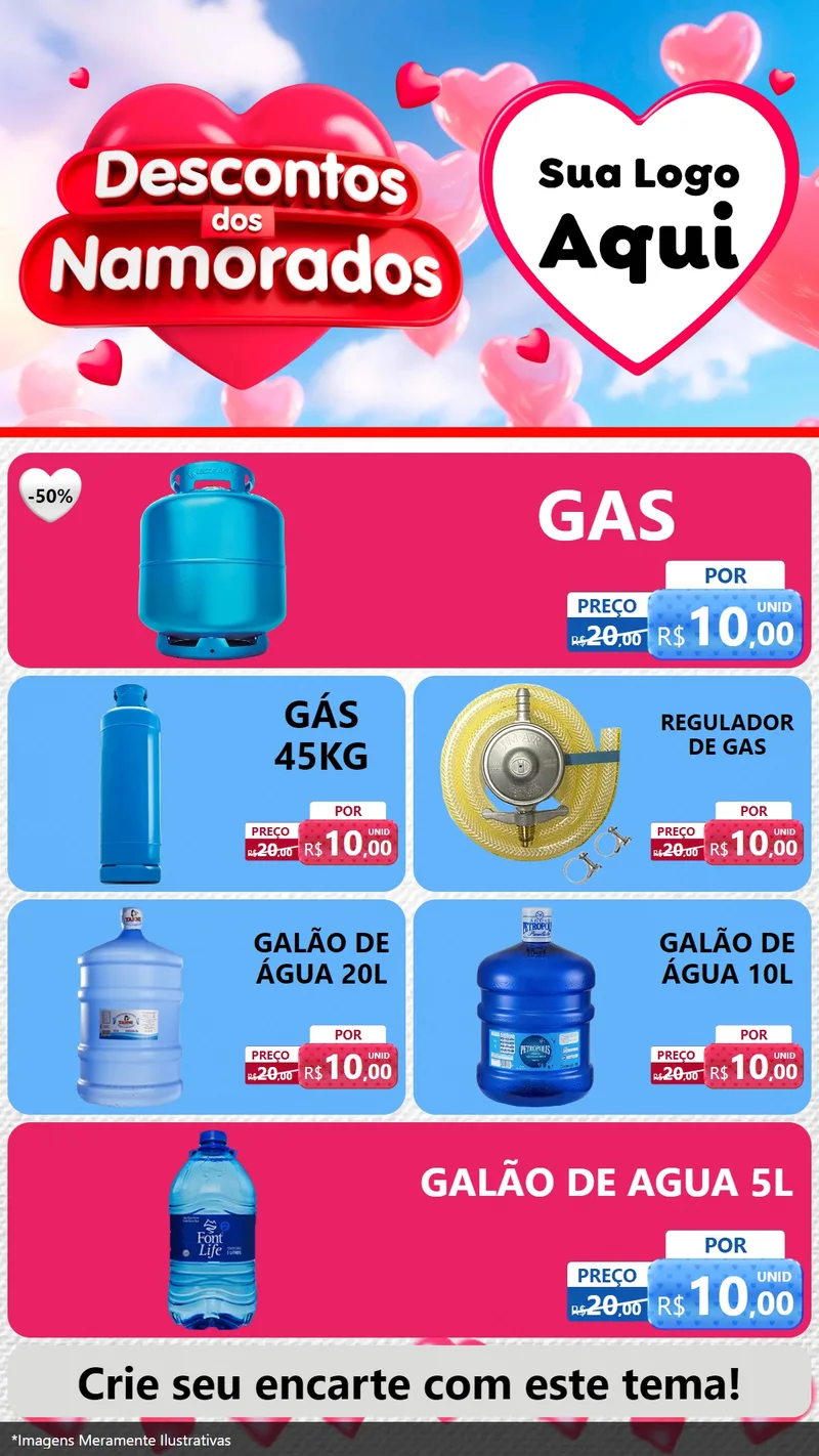 Modelo de TV para TV Vertical com o tema Descontos dos Namorados para Água e gás