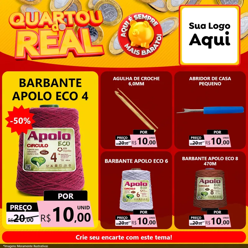 Modelo de Rede Social para Feed Facebook com o tema Quartou do Real para Armarinho e Aviamentos