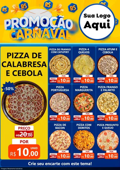 Modelo de Encarte para Encarte A4 Vertical com o tema Promoção de Carnaval para Pizzaria